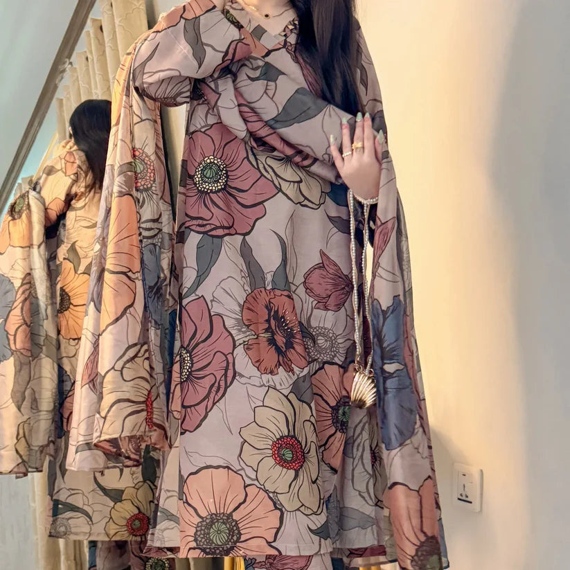 Laleen Skin Premium 3PC – Silky Lawn Elegant Suit ✨