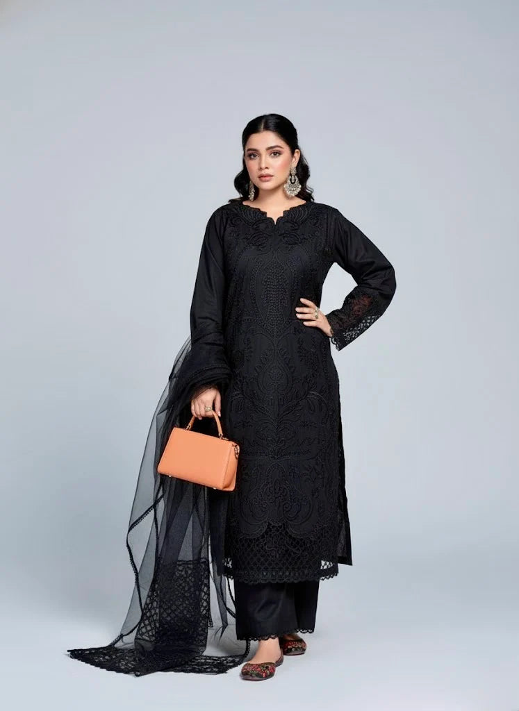Black Shanzay 3PC Suit – Timeless Black Elegance ✨