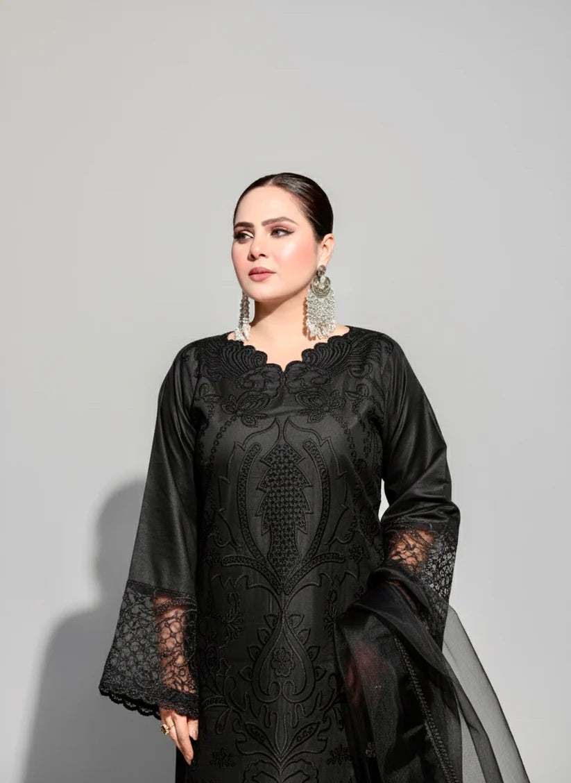Black Shanzay 3PC Suit – Timeless Black Elegance ✨