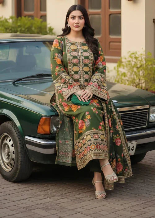 Nafisa Olive 3PC Suit – Elegant Earthy Tones with Timeless Style 🌿✨